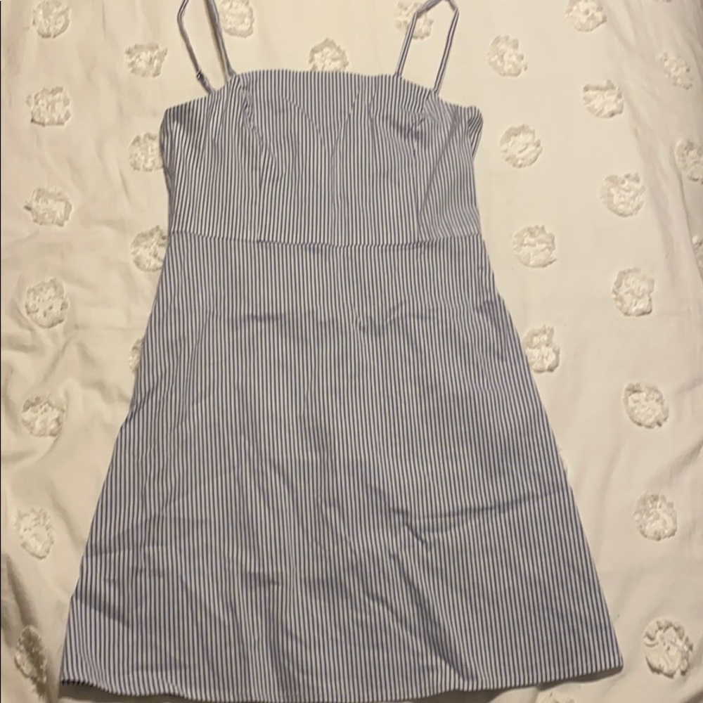 blue + white striped dress